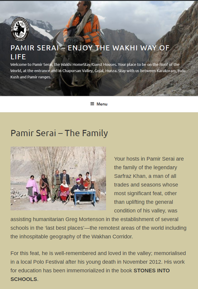 Pamir Serai Familyand website